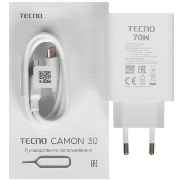6.8" Смартфон Tecno CAMON 30 4G 256 ГБ белый