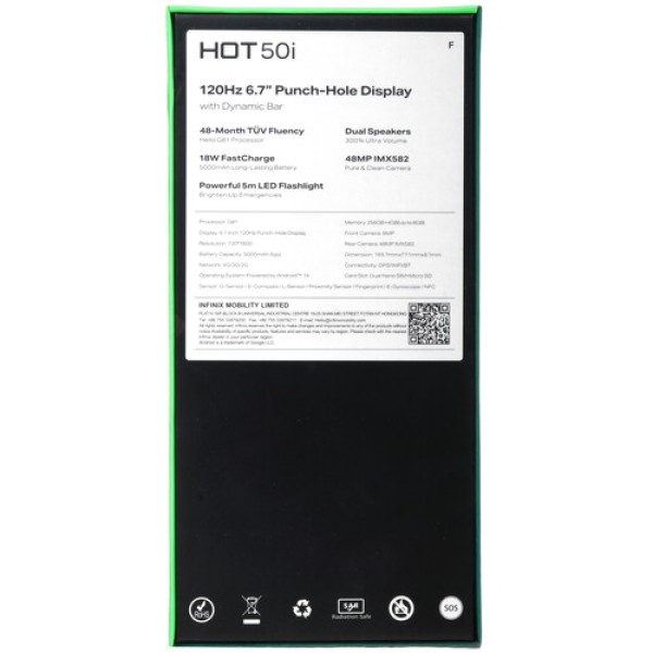 6.7" Смартфон Infinix HOT 50i 256 ГБ серый
