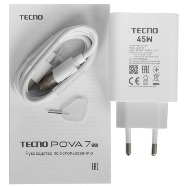 6.78" Смартфон Tecno POVA 7 5G 256 ГБ черный