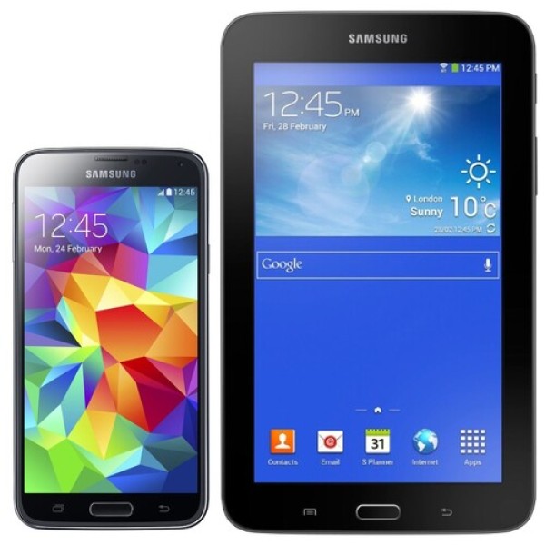 Смартфон Samsung SM-G900 Galaxy S5 5.1" 16Gb Gold + Планшет Samsung Tab 3 Lite 4x2.5Ghz/2048Mb/1920x1080/SAmoled/3G/LTE