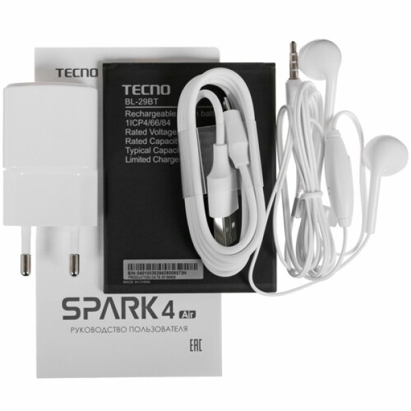 Смартфон Tecno Spark 4 Air 6.088" 32Gb Nebula Black MT6761/4x2,0Ghz/2048Mb/1560x720/2SIM/LTE/Cam13+0.8/3000mAh/Android 9