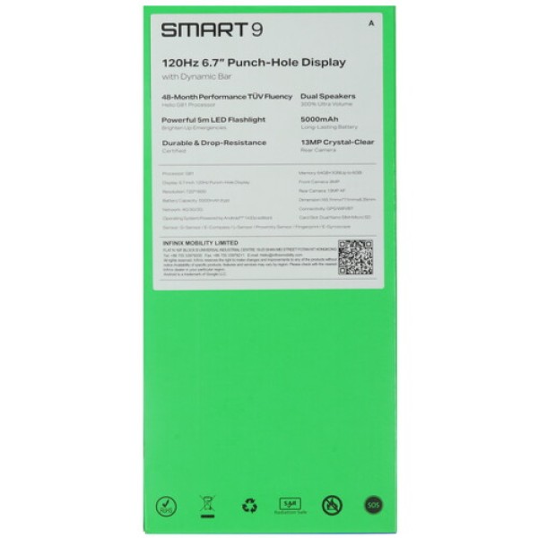 6.7" Смартфон Infinix SMART 9 64 ГБ черный