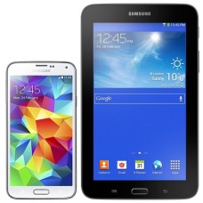 Смартфон Samsung SM-G900 Galaxy S5 5.1" 16Gb White + Планшет Samsung Tab 3 Lite 4x2.5Ghz/2048Mb/1920x1080/SAmoled/3G/LTE