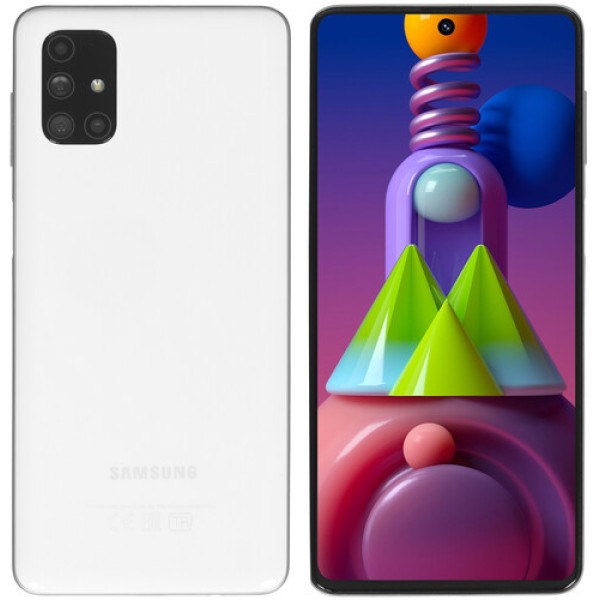 Смартфон Samsung SM-M515 Galaxy M51 6.67" 128Gb White QualcommSM7150/6Gb/sAmoled/LTE/Cam64+12+5+5/32Mp/7000mAh/Android