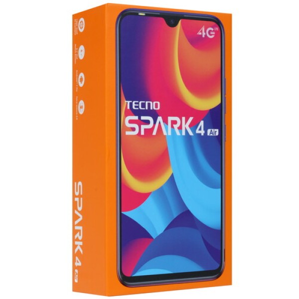 Смартфон Tecno Spark 4 Air 6.088" 32Gb Nebula Black MT6761/4x2,0Ghz/2048Mb/1560x720/2SIM/LTE/Cam13+0.8/3000mAh/Android 9