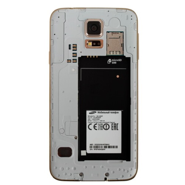 Смартфон Samsung SM-G900 Galaxy S5 5.1" 16Gb Gold 4x2.5Ghz/2048Mb/1920x1080/SuperAmoled/3G/LTE/GPS/Cam16/Android 4.4
