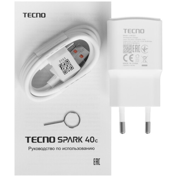 6.67" Смартфон Tecno SPARK 40C 128 ГБ голубой
