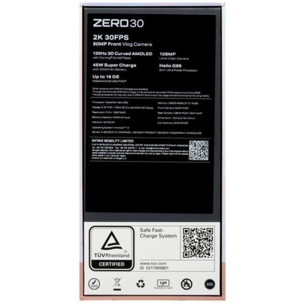 6.78" Смартфон Infinix ZERO 30 4G 256 ГБ зеленый