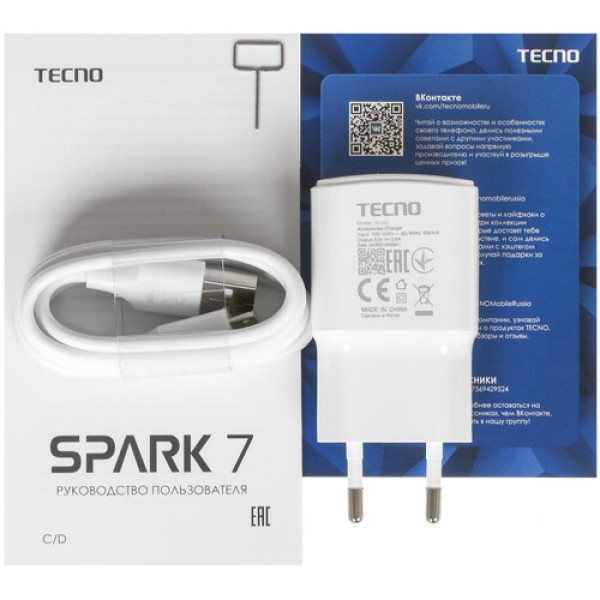 6.52" Смартфон Tecno SPARK 7 64 ГБ черный