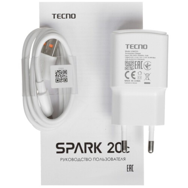 6.56" Смартфон Tecno SPARK 20C 128 ГБ белый