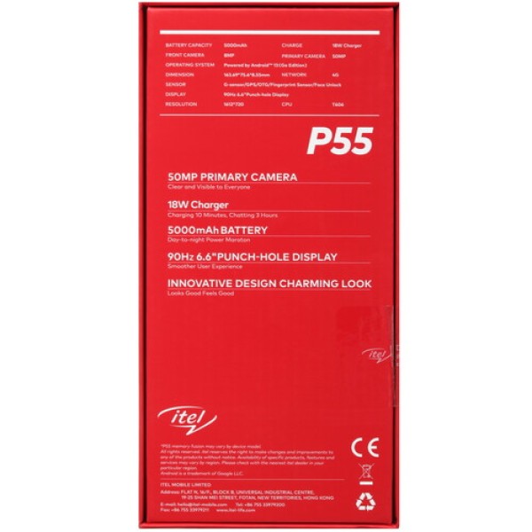6.6" Смартфон Itel P55 128 ГБ голубой