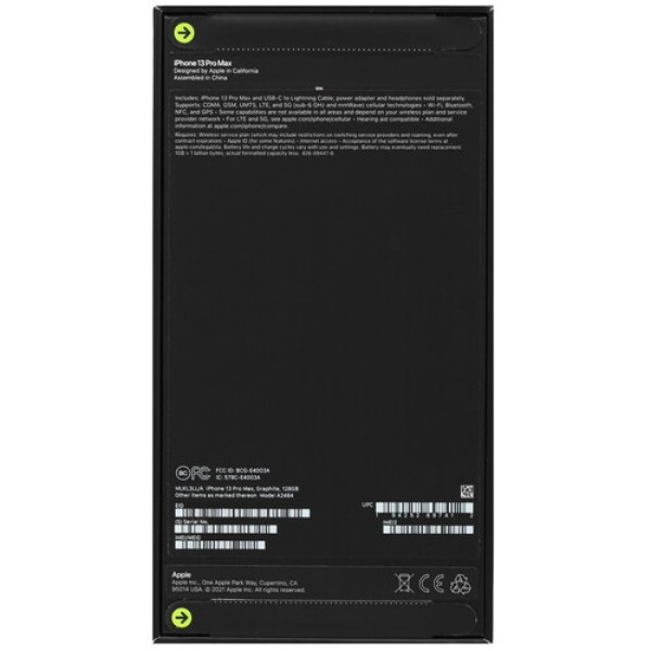 6.7" Смартфон Apple iPhone 13 Pro Max 128 ГБ серый [6x3.2 ГГц, 1.8 ГГц, 1 SIM, OLED, 2778×1284, камера 12+12+12 Мп, 5G, GPS]