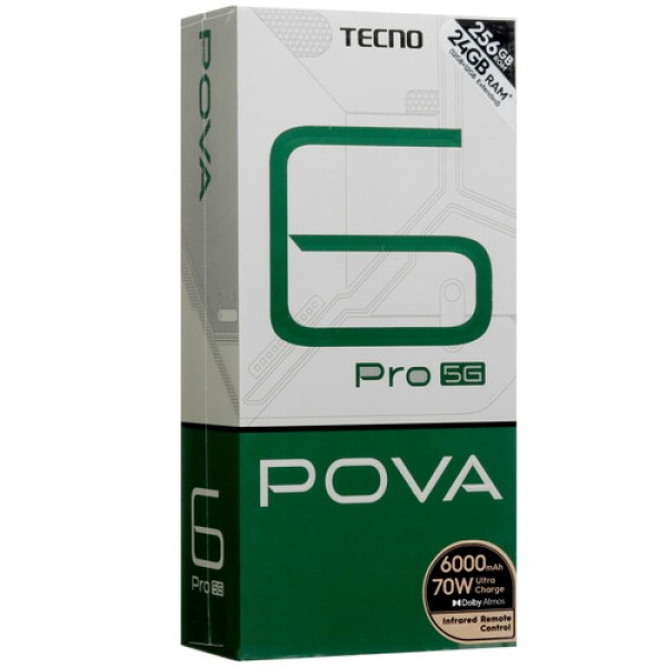 6.8" Смартфон Tecno POVA 6 Pro 5G 256 ГБ зеленый