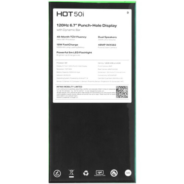 6.7" Смартфон Infinix HOT 50i 128 ГБ серый