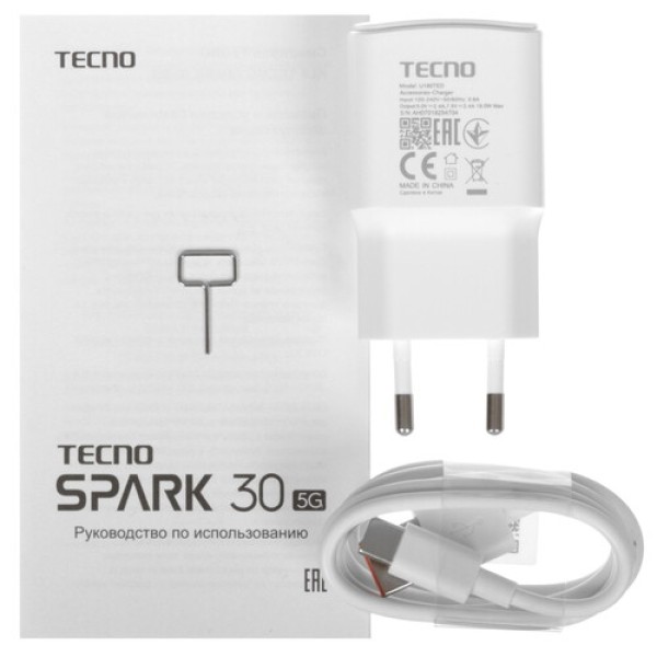 6.67" Смартфон Tecno SPARK 30 5G 128 ГБ белый