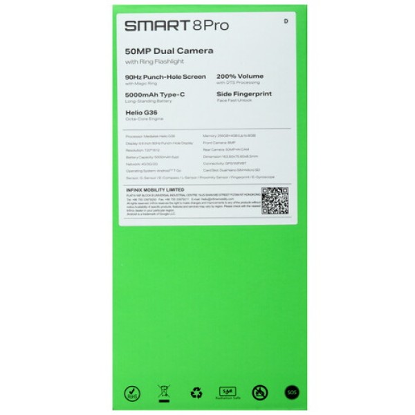 6.6" Смартфон Infinix SMART 8 Pro 256 ГБ голубой