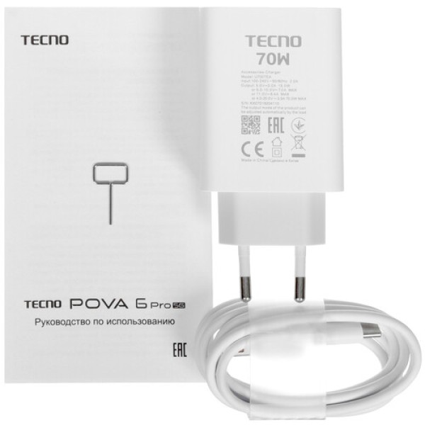 6.8" Смартфон Tecno POVA 6 Pro 5G 256 ГБ зеленый