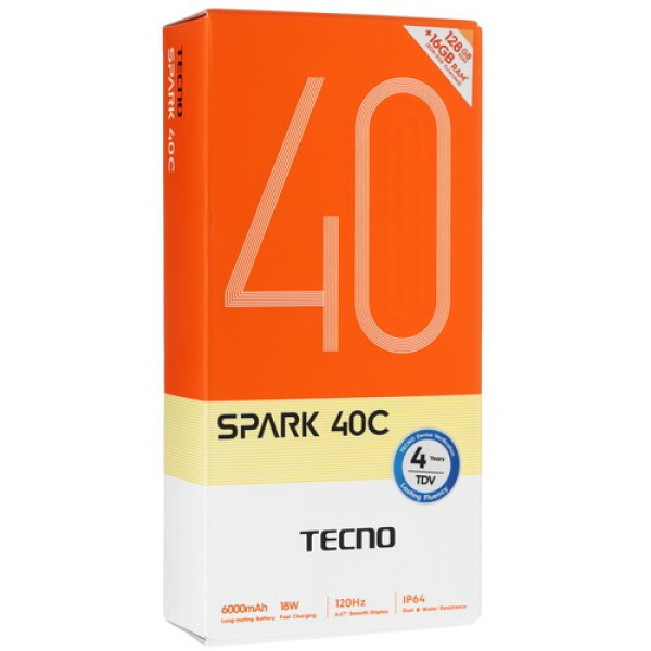 6.67" Смартфон Tecno SPARK 40C 128 ГБ серый