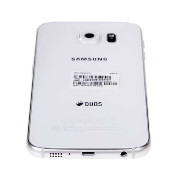 Смартфон Samsung SM-G920 Galaxy S6 5.1" 64Gb White 8x1.5Ghz/3072Mb/2560x1440/2SIM/3G/LTE6/GPS/Cam16/2550mAh/Android 5.0