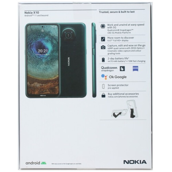 Смартфон Nokia X10 6/128Gb [6,67"/5G/NFC/Cam48+5+2+2/4470mAh/Green]