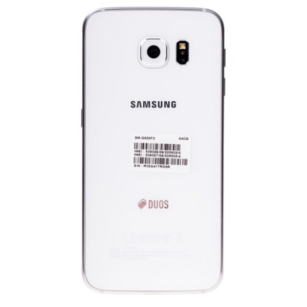 Смартфон Samsung SM-G920 Galaxy S6 5.1" 64Gb White 8x1.5Ghz/3072Mb/2560x1440/2SIM/3G/LTE6/GPS/Cam16/2550mAh/Android 5.0