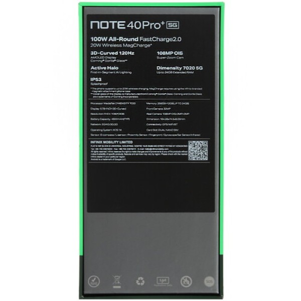 6.78" Смартфон Infinix NOTE 40 Pro+ 5G 256 ГБ зеленый