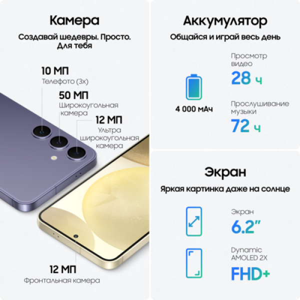 6.2" Смартфон Samsung Galaxy S24 128 ГБ черный