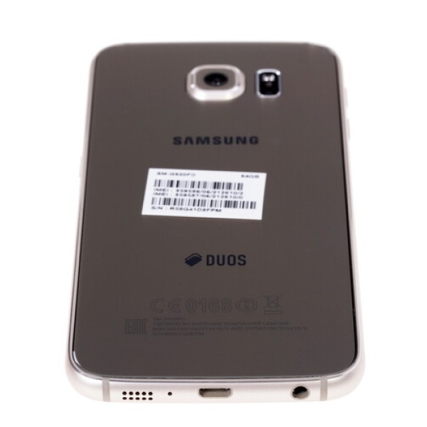 Смартфон Samsung SM-G920 Galaxy S6 5.1" 64Gb Gold 8x1.5Ghz/3072Mb/2560x1440/2SIM/3G/LTE6/GPS/Cam16/2550mAh/Android 5.0