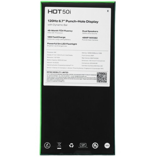 6.7" Смартфон Infinix HOT 50i 128 ГБ зеленый