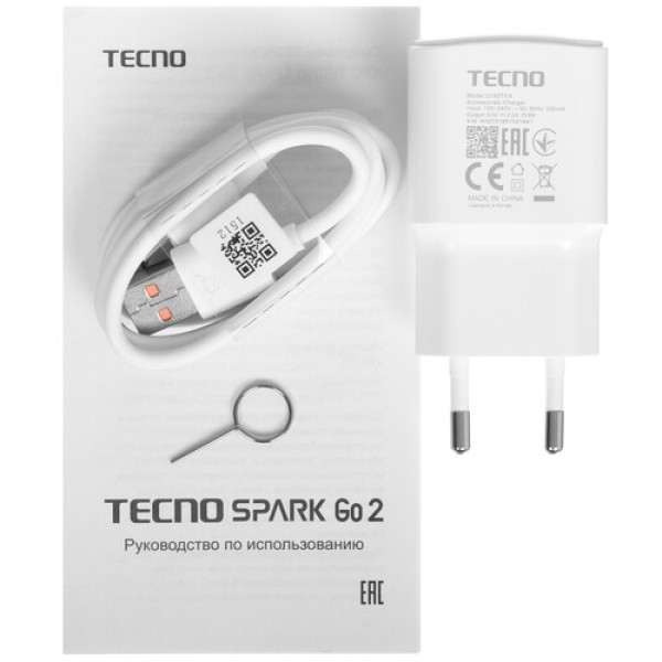 6.67" Смартфон Tecno SPARK GO 2 128 ГБ белый