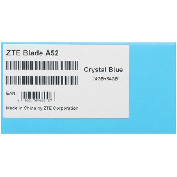 6.52" Смартфон ZTE Blade A52 64 ГБ голубой