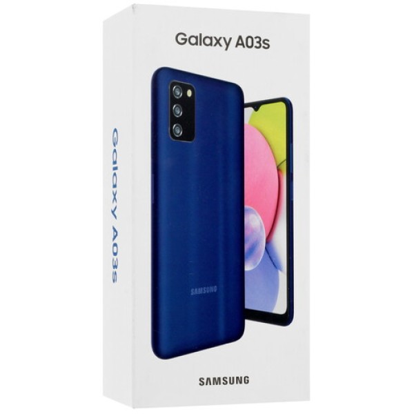6.5" Смартфон Samsung Galaxy A03s 64 ГБ синий [8x(2.3 ГГц), 4 Гб, 2 SIM, TN, 1600x720, камера 13+2+2 Мп, 4G, GPS, 5000 мА*ч]