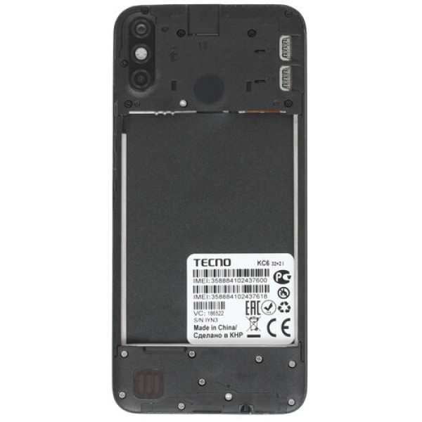 Смартфон Tecno Spark 4 Air 6.088" 32Gb Misty Grey MT6761/4x2,0Ghz/2048Mb/1560x720/2SIM/LTE/Cam13+0.8/3000mAh/Android 9