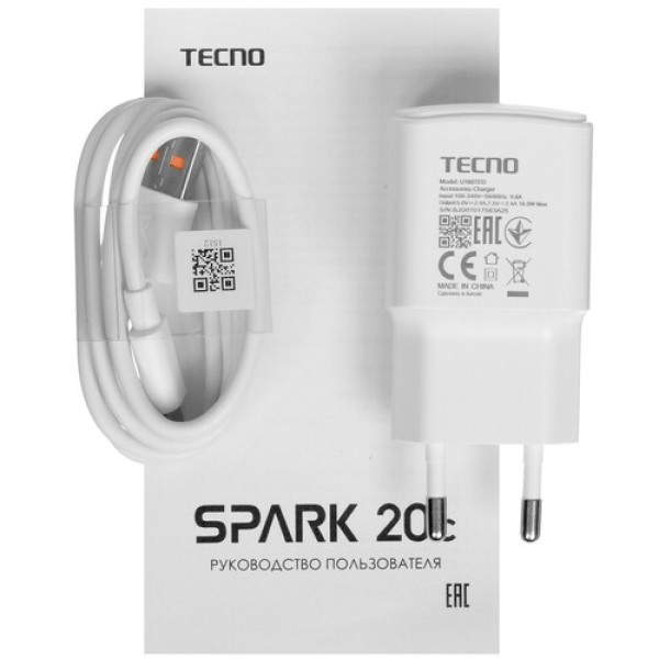 6.56" Смартфон Tecno SPARK 20C 128 ГБ белый