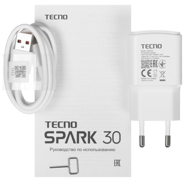 6.78" Смартфон Tecno SPARK 30 4G 128 ГБ белый