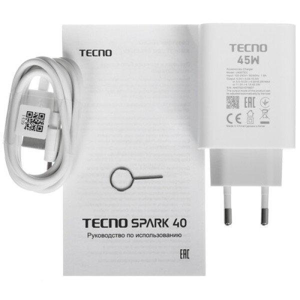 6.67" Смартфон Tecno SPARK 40 256 ГБ белый