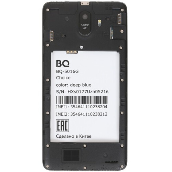 Смартфон bright & quick BQ 5016G CHOICE 5" 16Gb Deep Blue SC7731E/4x1.3Ghz/2Gb/1280х720/2SIM/3G/Cam5+2/2000mAh/Android 9.0