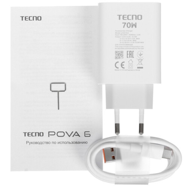 6.8" Смартфон Tecno POVA 6 256 ГБ серый